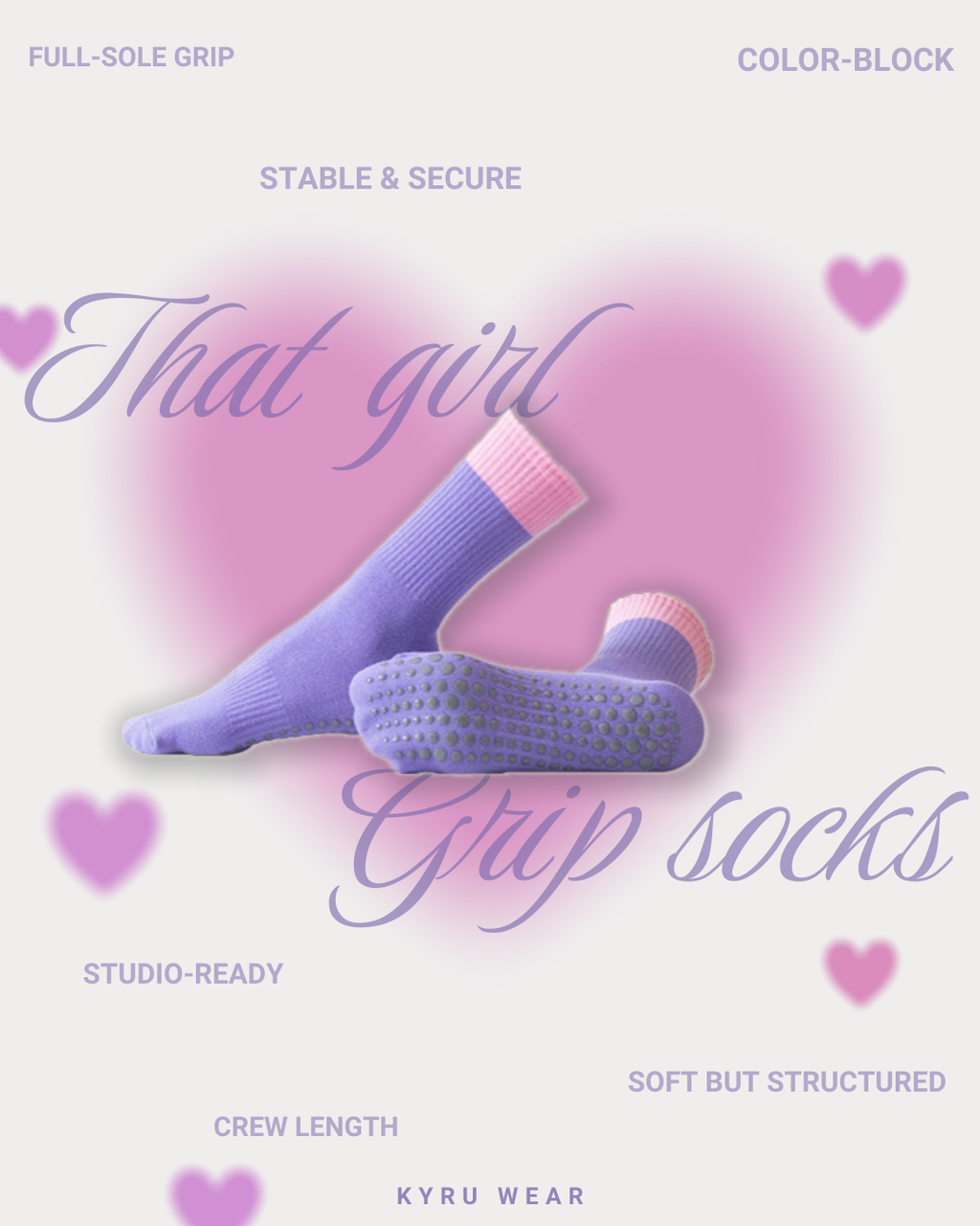 Color Block Grip Socks Women - Purple Pink