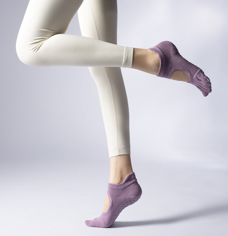 Women's Low-Cut Five-Toe Pilates Grip Socks - Lavender