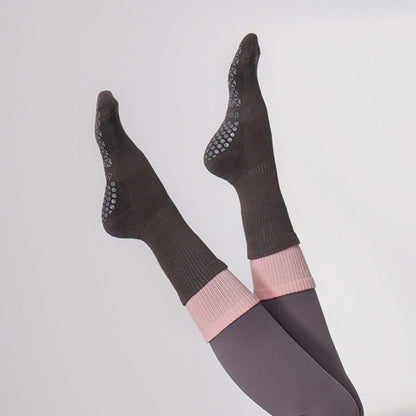 Layered Grip Socks Women Gray Pink