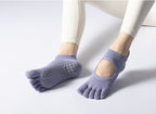 Women's Low-Cut Five-Toe Pilates Grip Socks - Mist Blue