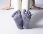 Women's Low-Cut Five-Toe Pilates Grip Socks - Mist Blue