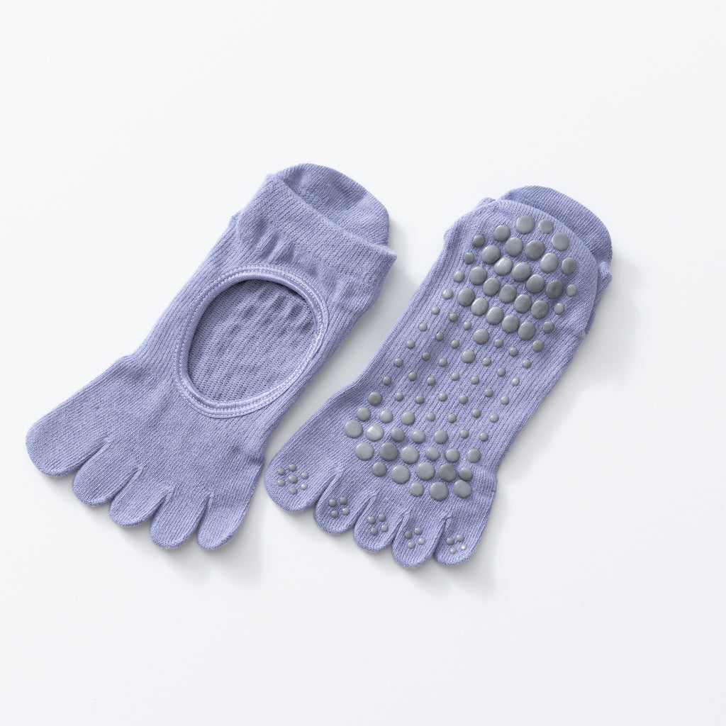 Women's Low-Cut Five-Toe Pilates Grip Socks - Mist Blue