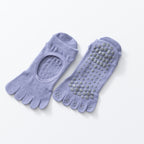 Women's Low-Cut Five-Toe Pilates Grip Socks - Mist Blue
