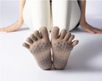Women's Low-Cut Five-Toe Pilates Grip Socks - Mocha