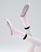 Contrast Cuff Grip Socks - Desert Rose