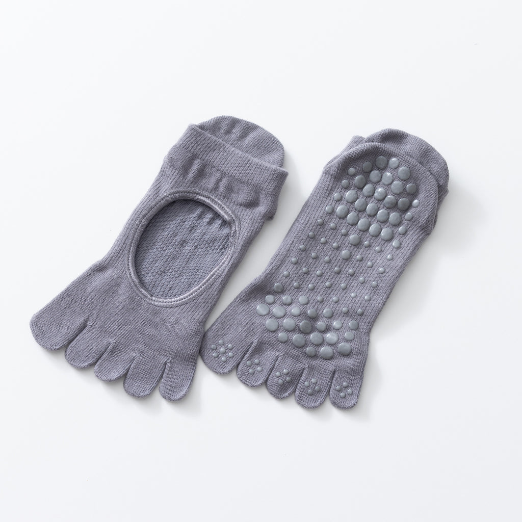 Women's Low-Cut Five-Toe Pilates Grip Socks - Medium Gray