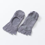Women's Low-Cut Five-Toe Pilates Grip Socks - Medium Gray
