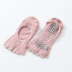 Women's Low-Cut Five-Toe Pilates Grip Socks - Lotus Pink