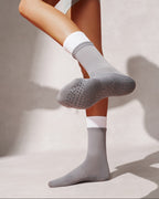 Double Layer Grip Socks for Pilates - Grey White