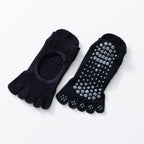 Women's Low-Cut Five-Toe Pilates Grip Socks - Black