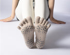 Women's Low-Cut Five-Toe Pilates Grip Socks - Oat Beige