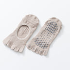 Women's Low-Cut Five-Toe Pilates Grip Socks - Oat Beige