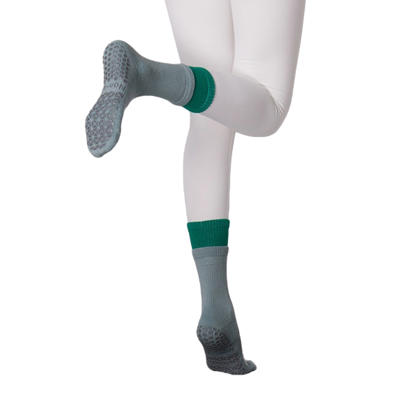 Women's Layered Grip Socks for Pilates & Yoga - Steel Blue