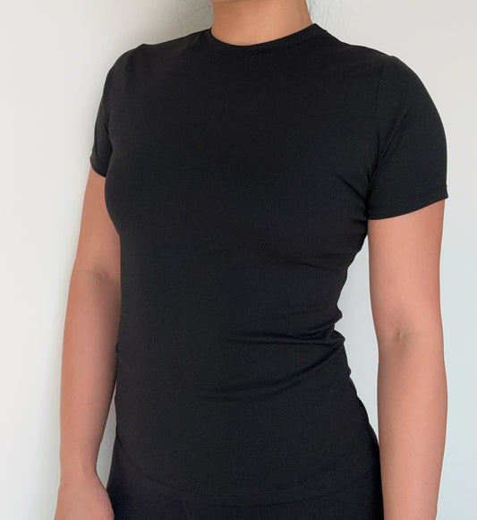 Wave Fitted Short Sleeve T-Shirt Black