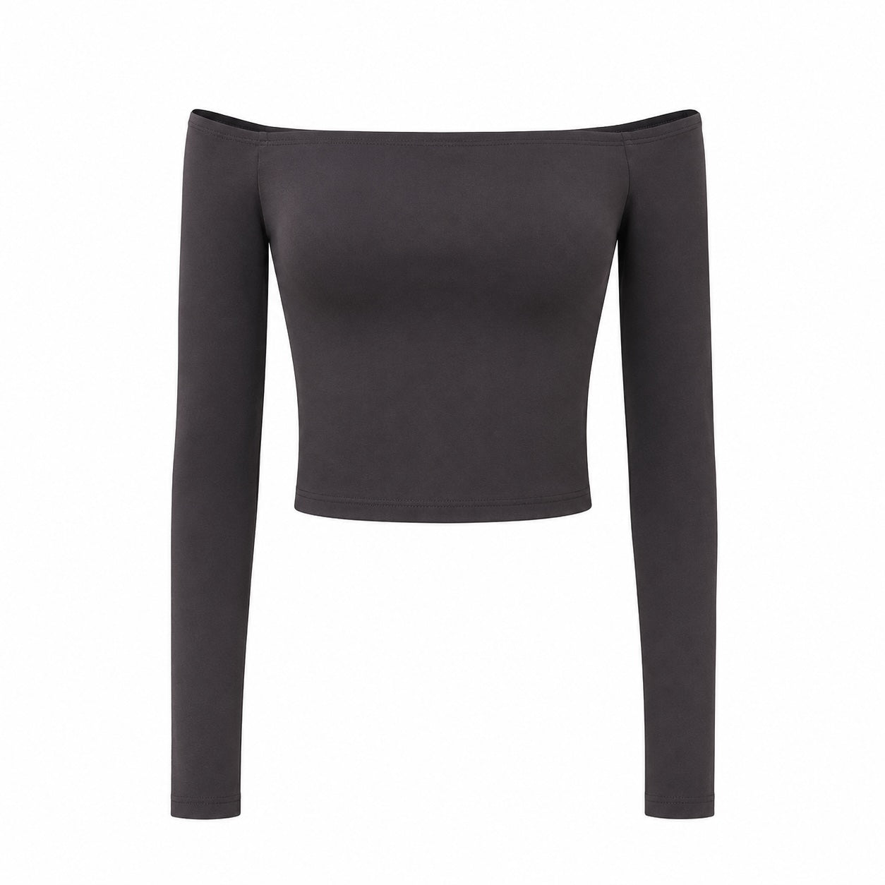 Wave Off-Shoulder Long Sleeve Top - Dark Gray