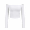 Wave Off-Shoulder Long Sleeve Top - White