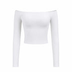 Wave Off-Shoulder Long Sleeve Top - White