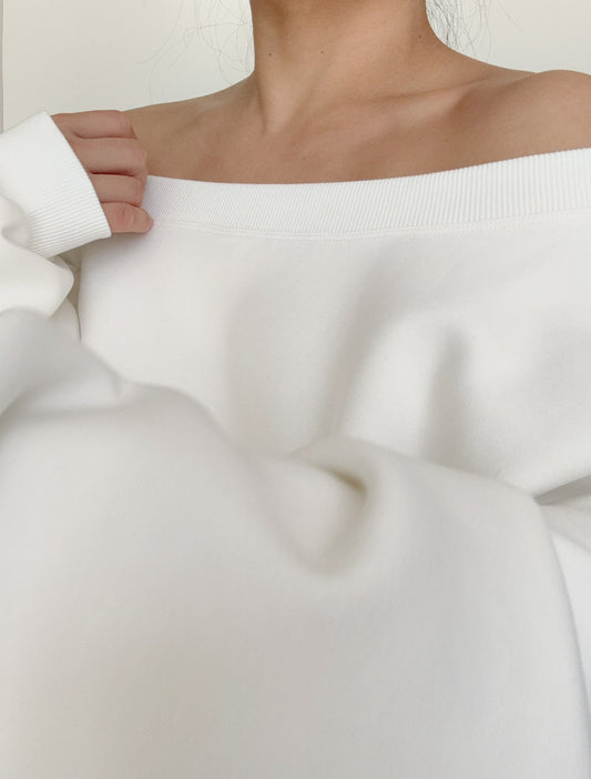 Marshmallow Off-Shoulder Sweatshirt - White