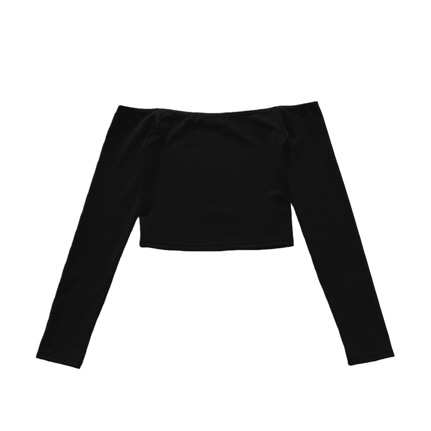 Wave Off-Shoulder Long Sleeve Top - Black