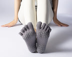 Women's Low-Cut Five-Toe Pilates Grip Socks - Medium Gray