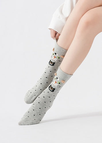 Women's Mochi Cat Grip Socks-Gray