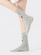 Women's Mochi Cat Grip Socks-Gray