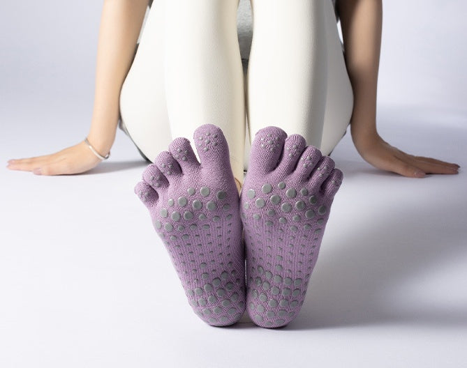 Women's Low-Cut Five-Toe Pilates Grip Socks - Lavender