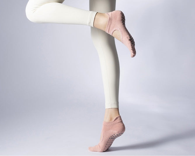 Women's Low-Cut Five-Toe Pilates Grip Socks - Lotus Pink