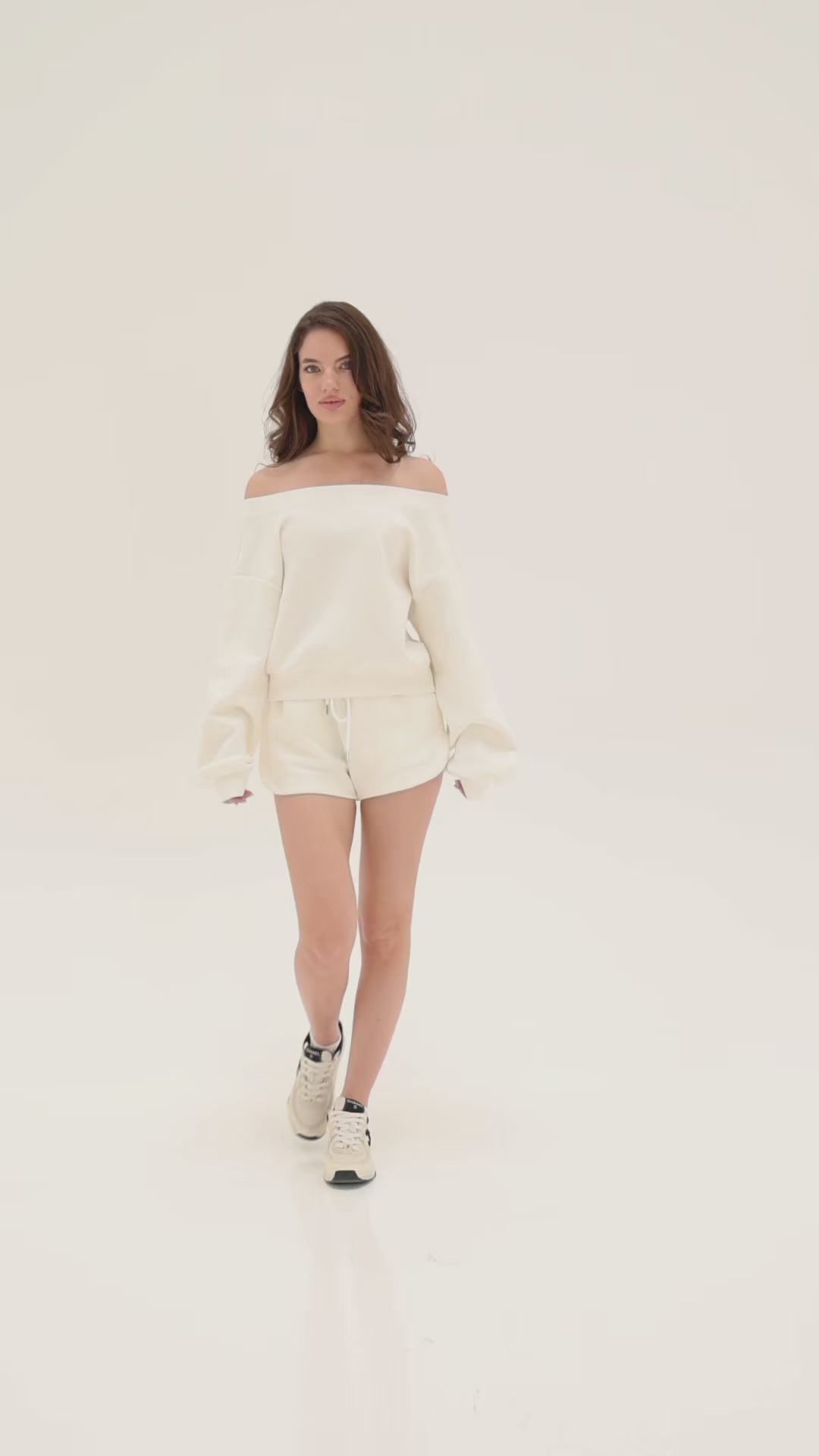 Marshmallow Off-Shoulder Sweatshirt - White